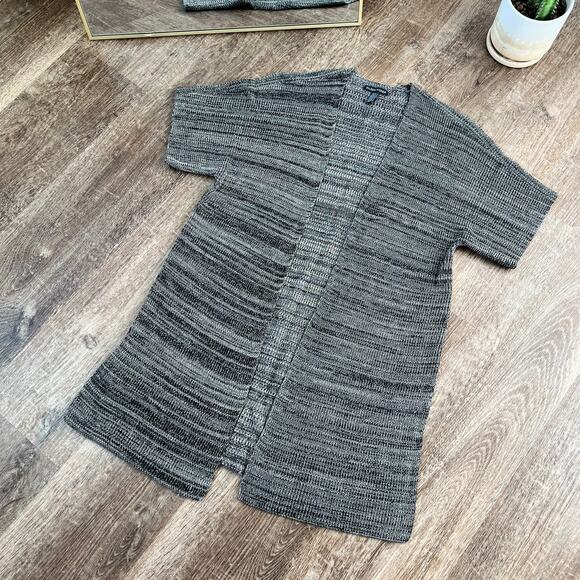 Eileen Fisher Sleek Tencel Knit Kimono Cardigan Short Sleeve Brown - Picture 2 of 5